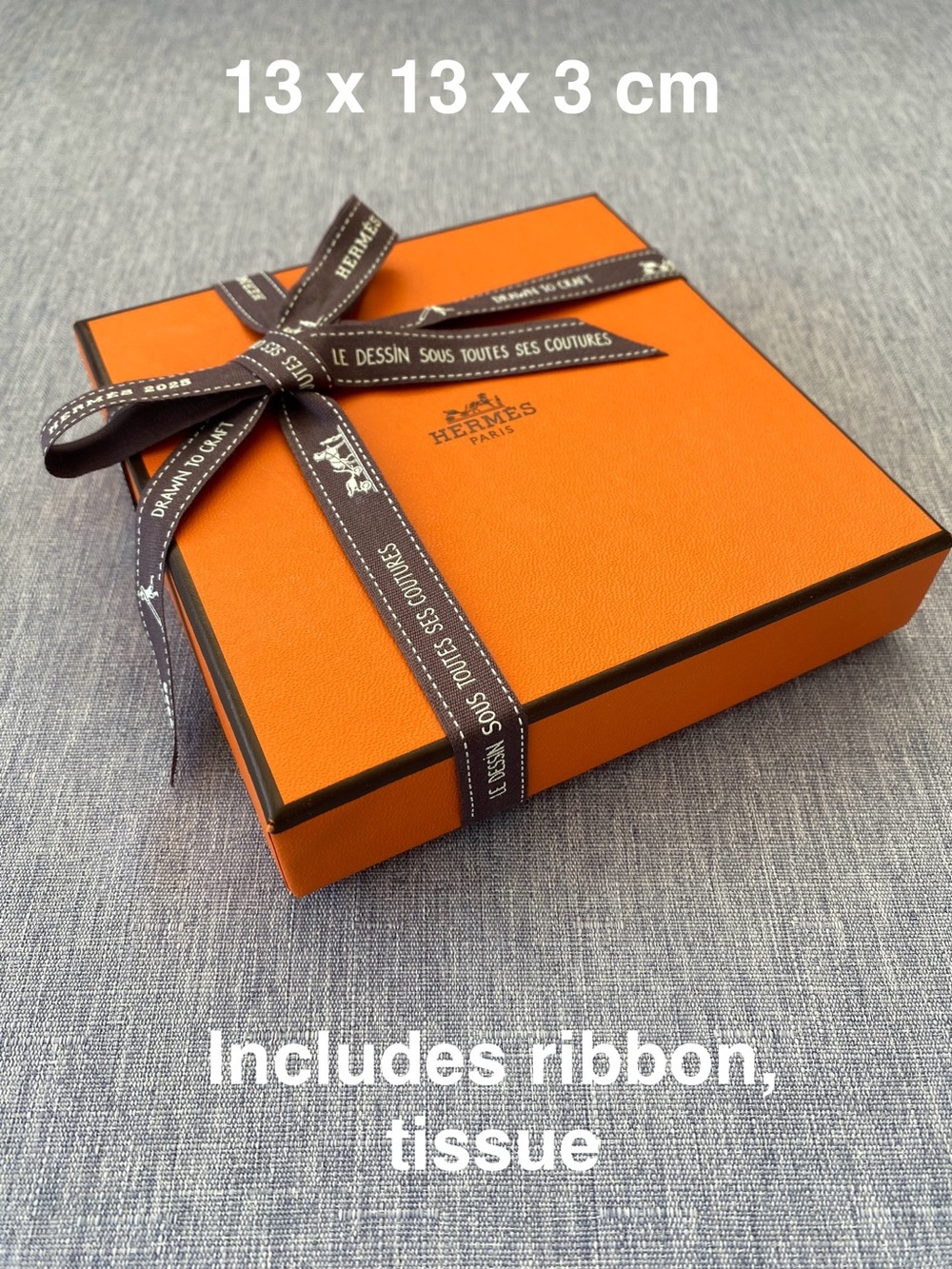 Authentic Hermès | Orange Box with Tissue Ribbon Gift Decoration Storage